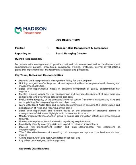 Insurance Risk Manager Job Description, Key Duties and.